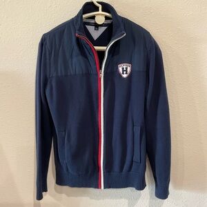 Tommy Hilfiger Rare Hybrid Track Jacket Collar Navy Vintage Sweater Men’s Size M